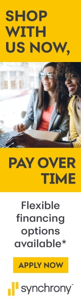 Flexible financing available through Synchrony — shop now, pay over time